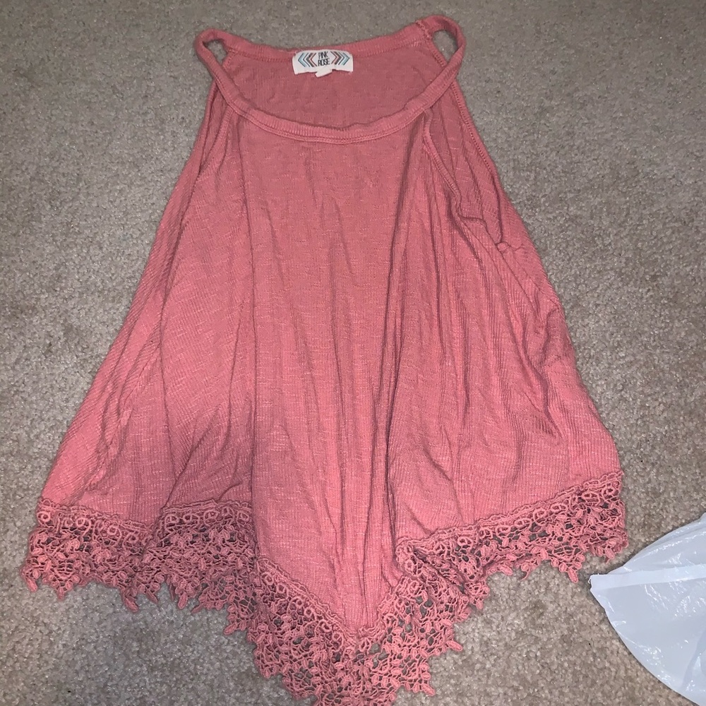 Pink rose lace crop top